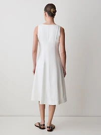 Sleeveless Crew-Neck Linen-Blend Midi Dress