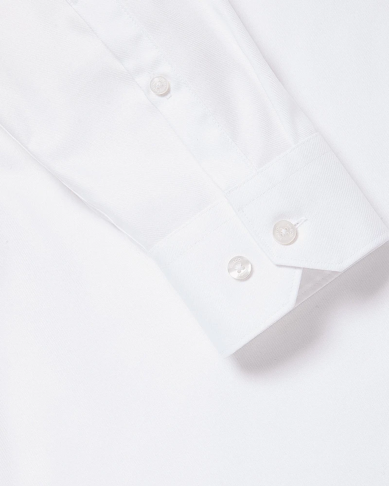 Slim-Fit White Twill Dress Shirt