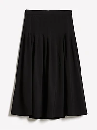 Jupe Midi en Sergé à Taille Très Haute