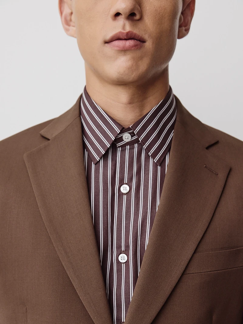 Tailored-Fit Rust Wool Suit Blazer