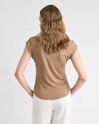 T-Shirt Classique à Manches Courtes et Col V