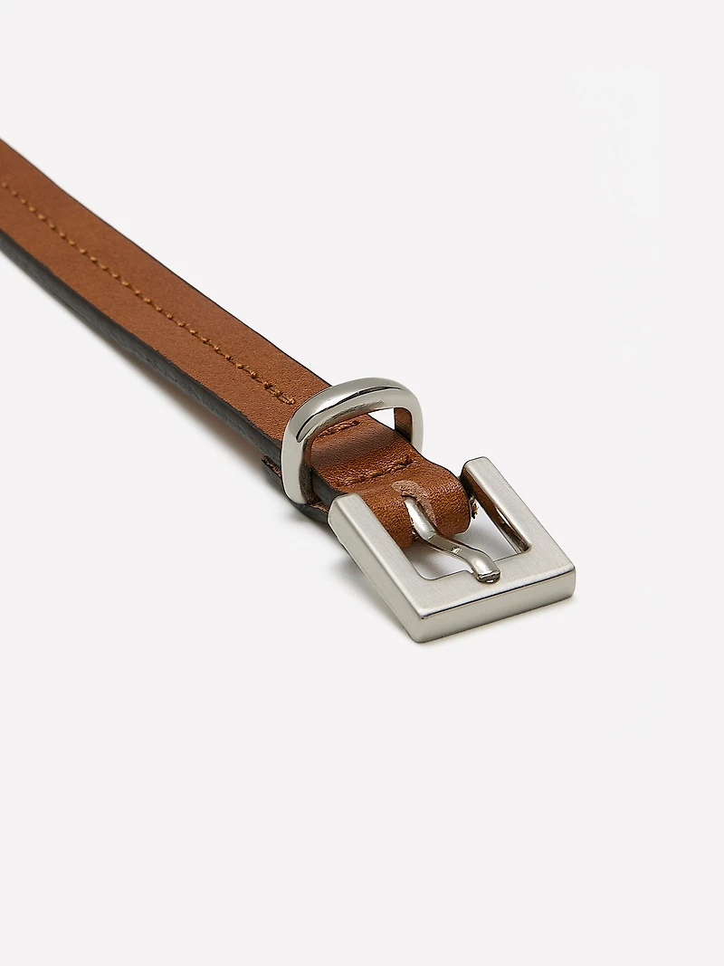 Double-Wrap Skinny Leather Belt