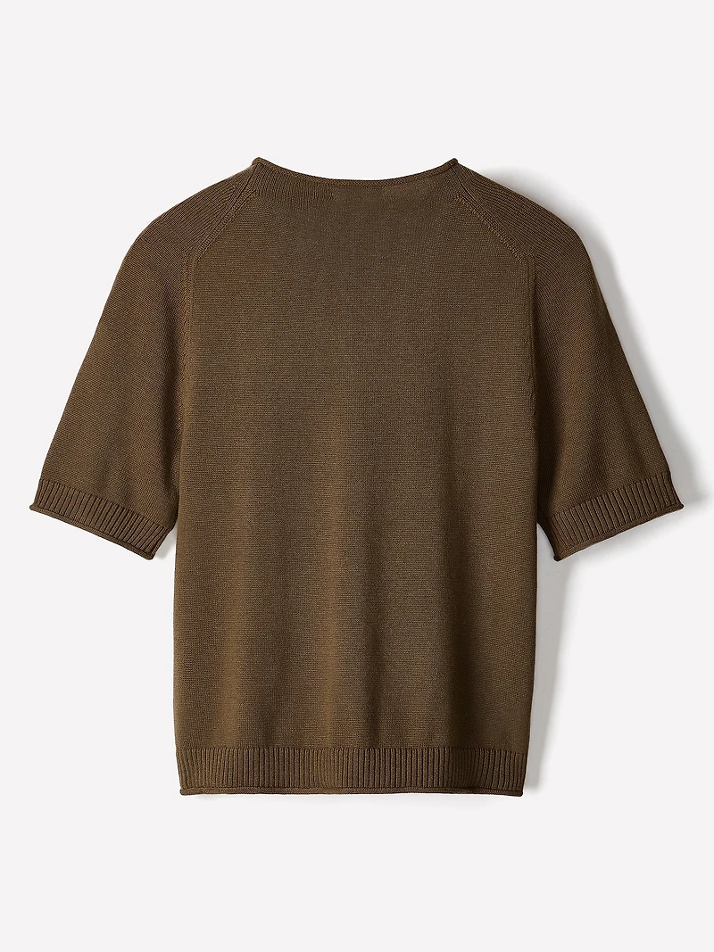 Short-Sleeve Mock-Neck Sweater