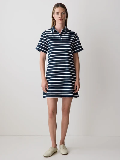 Striped Short-Sleeve Polo Dress