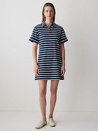 Robe Polo Rayée à Manches Courtes