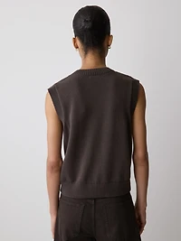 Veste en Tricot Sans Manches à Col Rond
