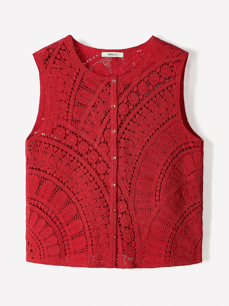 Buttoned-Down Crochet Tank Top