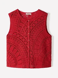 Buttoned-Down Crochet Tank Top