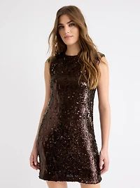 Robe Cocktail Mini à Paillettes Sans Manches