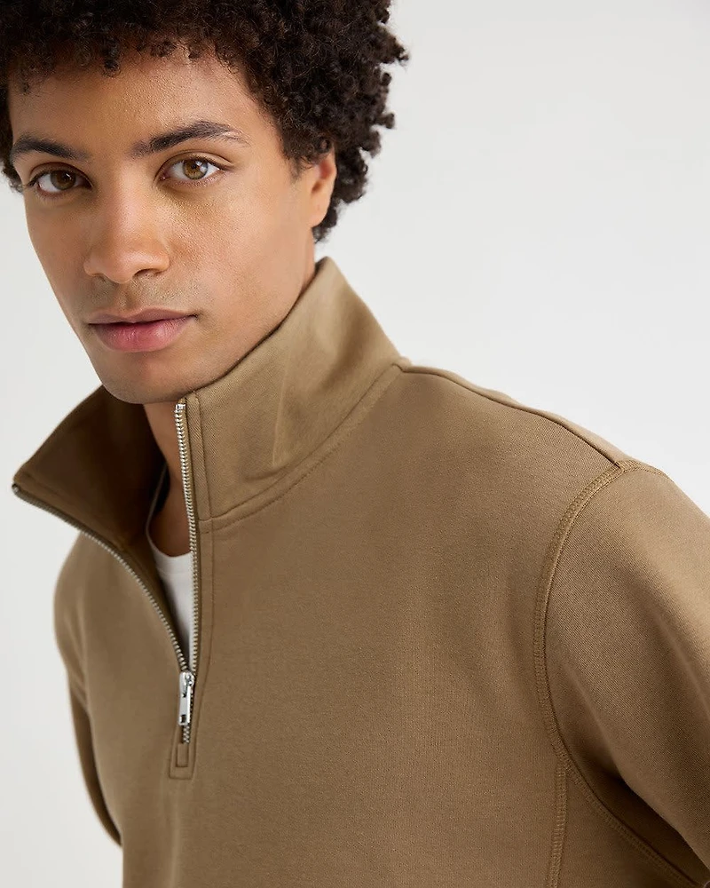 Pull à Col Montant Zippé et Manches Longues