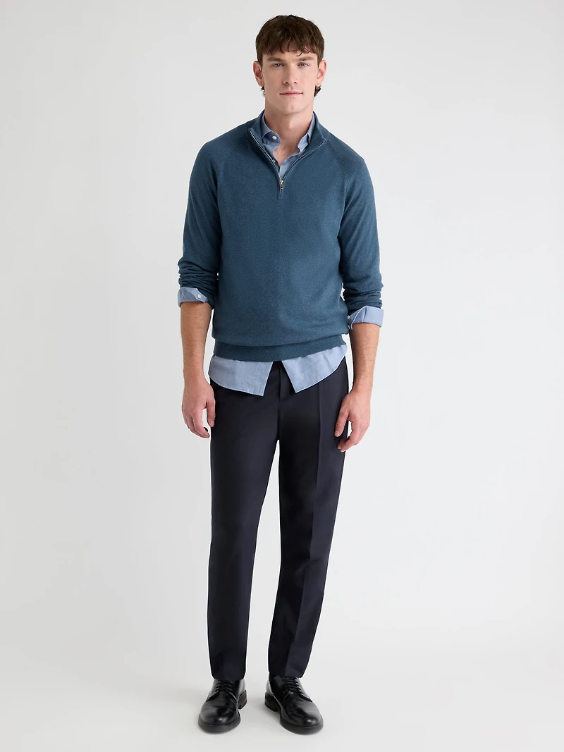 Pull à Col Montant Demi-Zip et Manches Longues