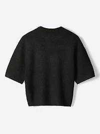 Pull Pelucheux à Manches Courtes et Col Rond
