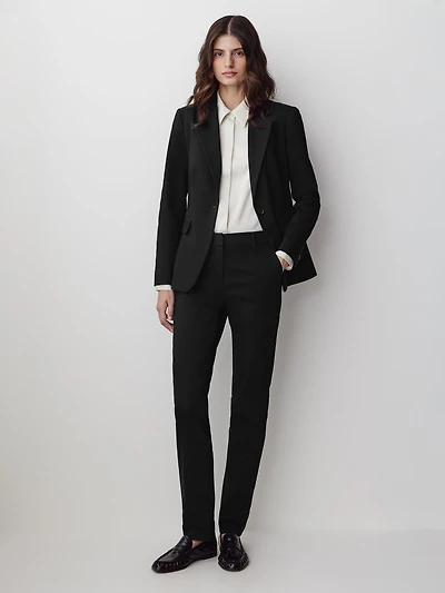 Pantalon Indispensable Coupe Signature Noir à Jambe Étroite Pleine Longueur et Taille Mi-Haute