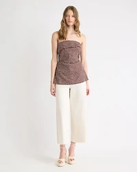 Linen-Blend Straight-Neck Tube Top