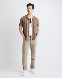 Short-Sleeve Piqué Shirt with Camp Collar