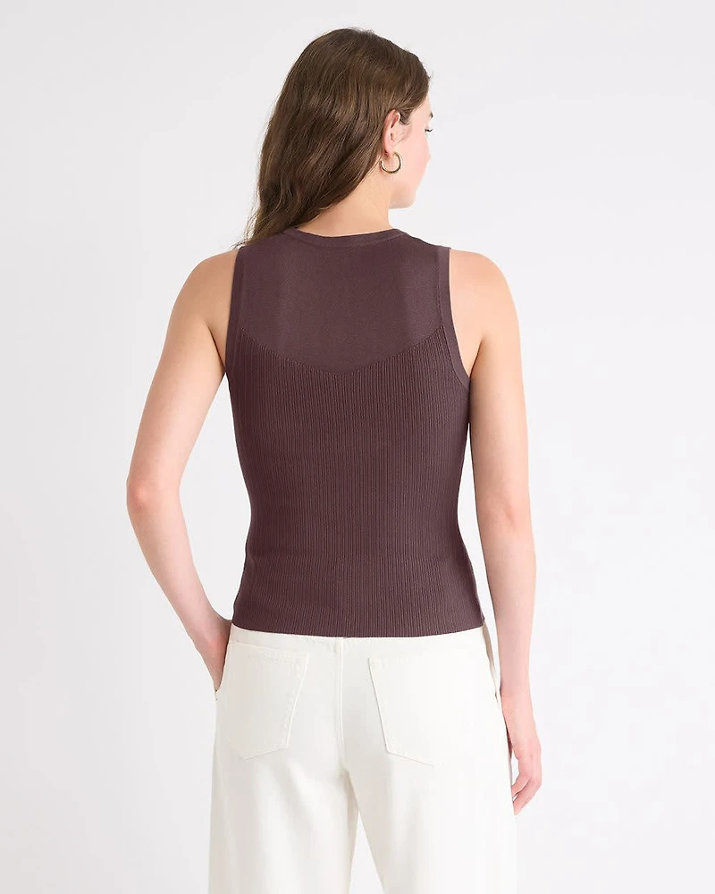 Crew-Neck Ribbed Cami