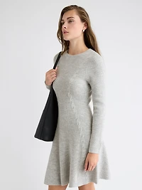 Long-Sleeve Crew-Neck Mini Sweater Dress