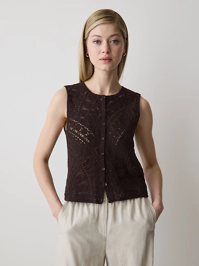 Camisole à Boutonner en Tricot Crocheté