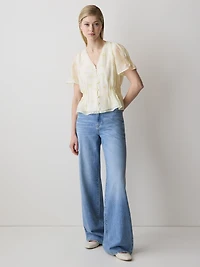 Blouse Péplum Sans Manches à Col V