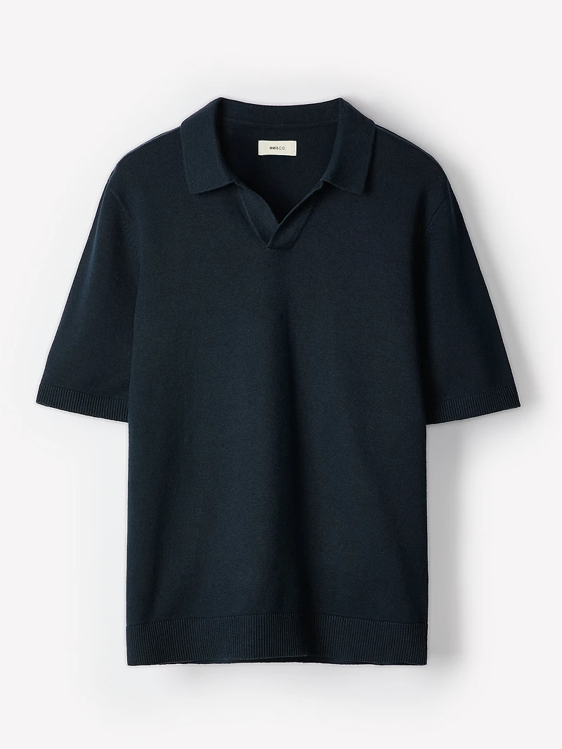 Polo en Mélange de Lin à Manches Courtes