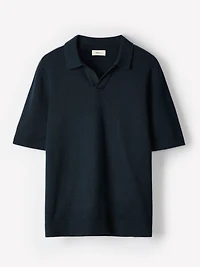 Polo en Mélange de Lin à Manches Courtes