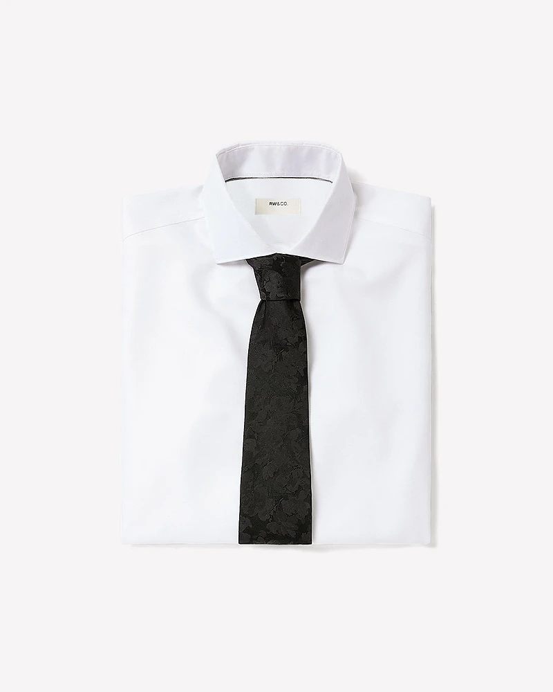 Slim-Fit White Twill Dress Shirt