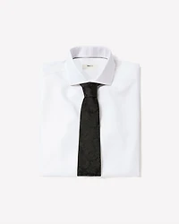 Slim-Fit White Twill Dress Shirt