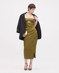 Satin Sleeveless Cocktail Blouse with Sweetheart Neckline