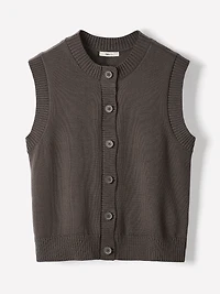 Veste en Tricot Sans Manches à Col Rond
