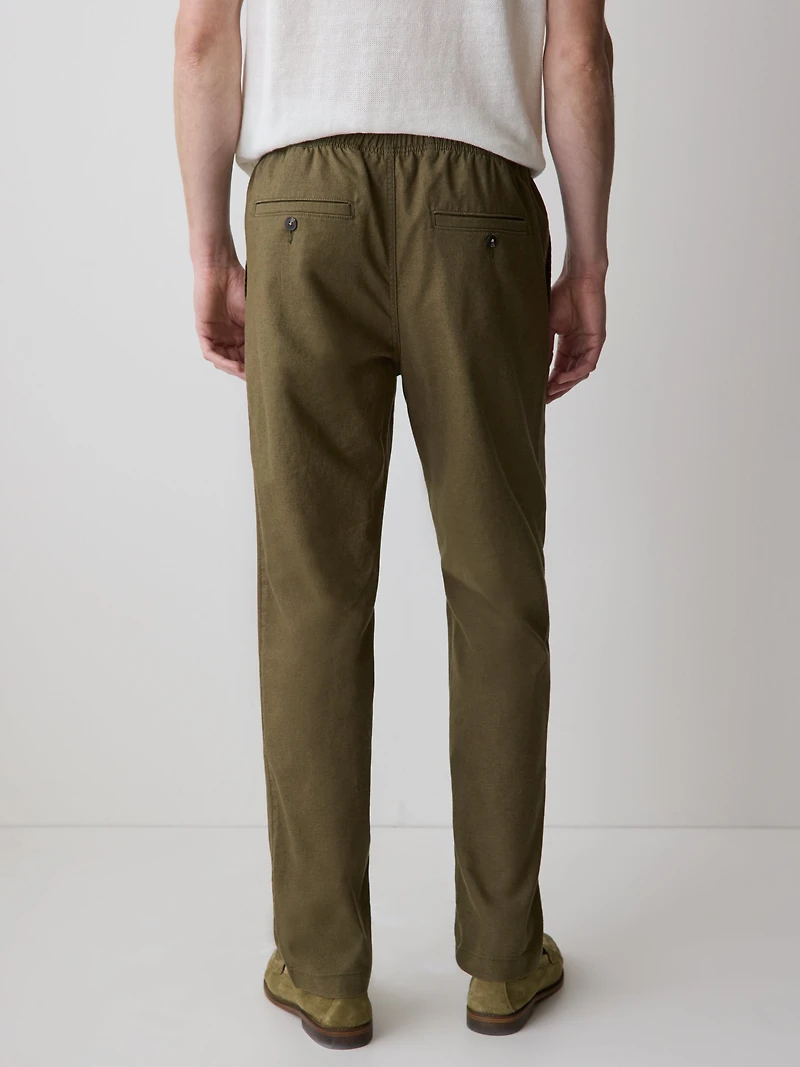 Linen-Blend Pants with Elastic Waistband and Drawstring