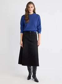 Pull à Manches Longues et Col Rond en Tricot Pelucheux