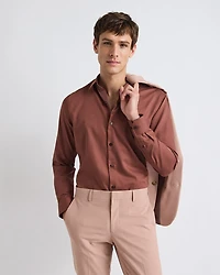 Chemise Habillée Unie à Coupe Étroite en Coton Modal