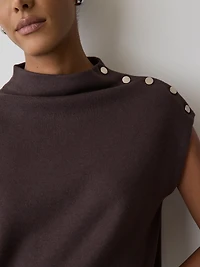 Pull Sans Manches à Col Montant avec Boutons l'Épaule