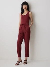 Linen Mid-Rise Tapered-Leg Jogger Pant