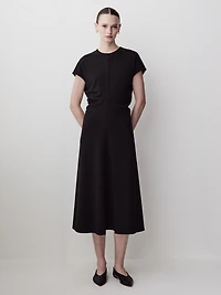 Extended-Sleeve Crew-Neck Midi Dress