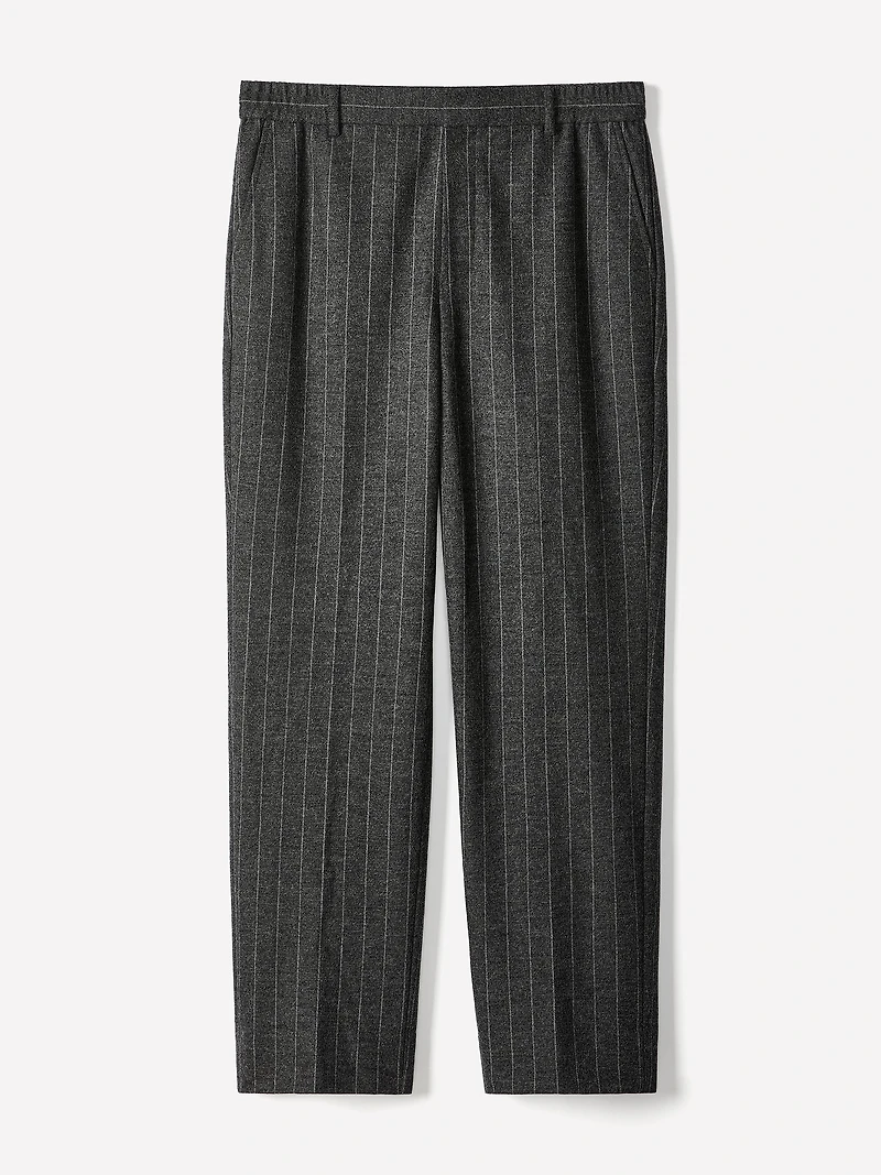 Striped Straight-Leg Pleated Pant