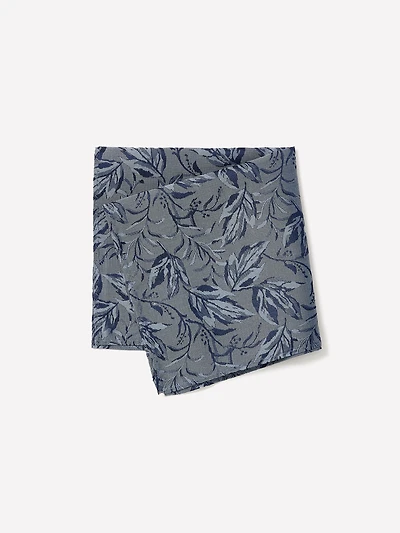 Silk-Blend Handkerchief with Foliage Pattern
