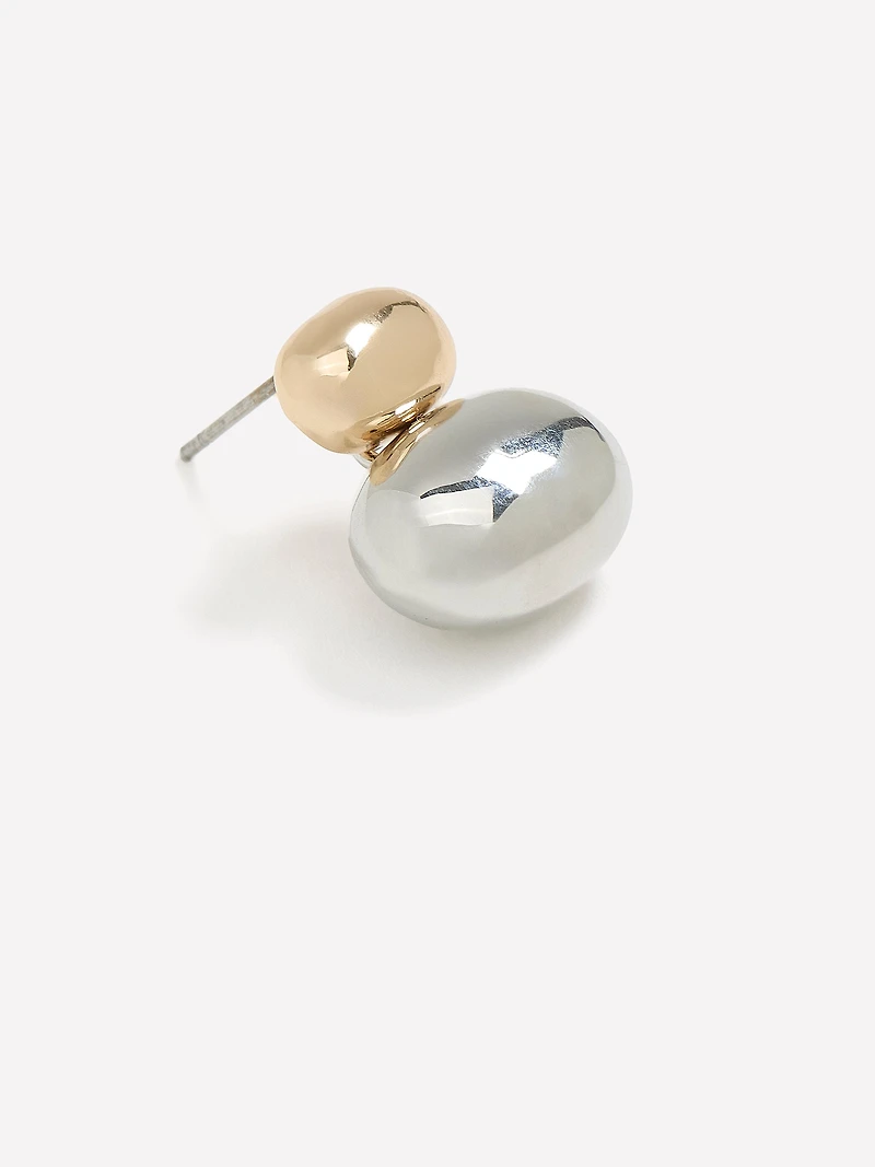 Boucles d'Oreilles à Pendentifs à Effet Dôme à Deux Tons