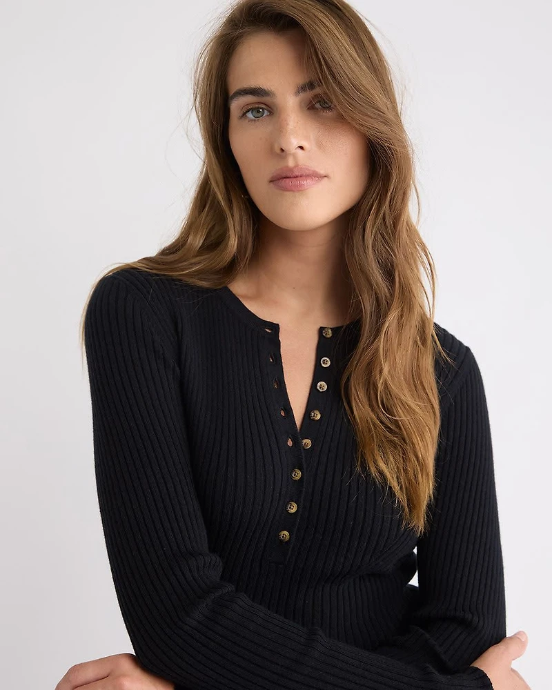 Long-Sleeve Ribbed Sweater