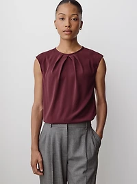 Cap-Sleeve Crew-Neck Blouse