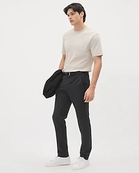 T-Shirt Uni à Col Rond en Coton Interlock Raffiné