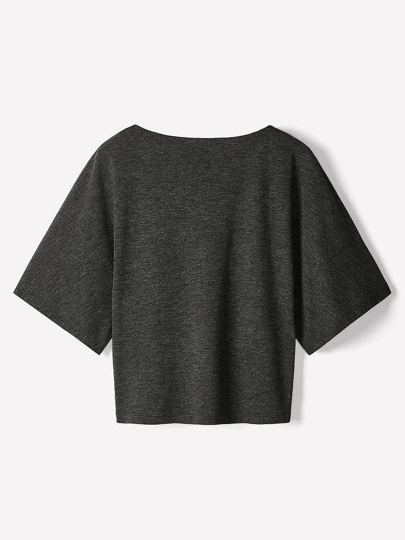 Short-Sleeve Boat-Neck Knit Top