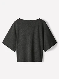 Short-Sleeve Boat-Neck Knit Top