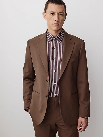 Tailored-Fit Rust Wool Suit Blazer