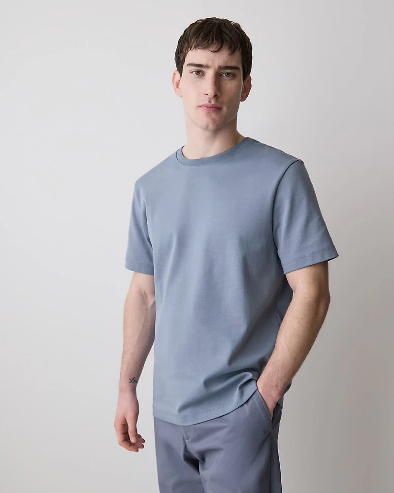 T-Shirt Uni à Manches Courtes et Col Rond