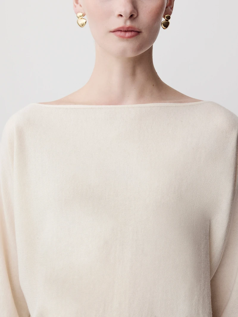 Long-Sleeve Off-the-Shoulder Merino-Wool Sweater
