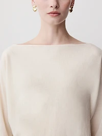 Long-Sleeve Off-the-Shoulder Merino-Wool Sweater