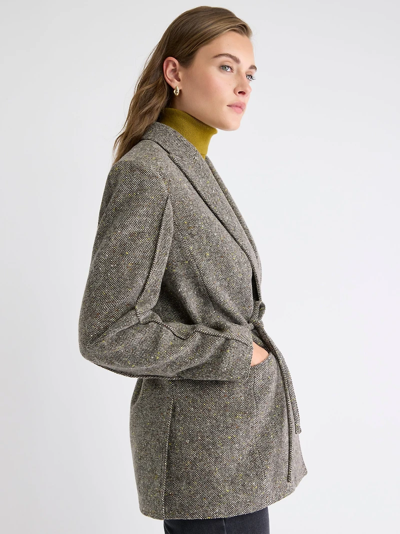 Veston Ample en Tweed à Un Bouton