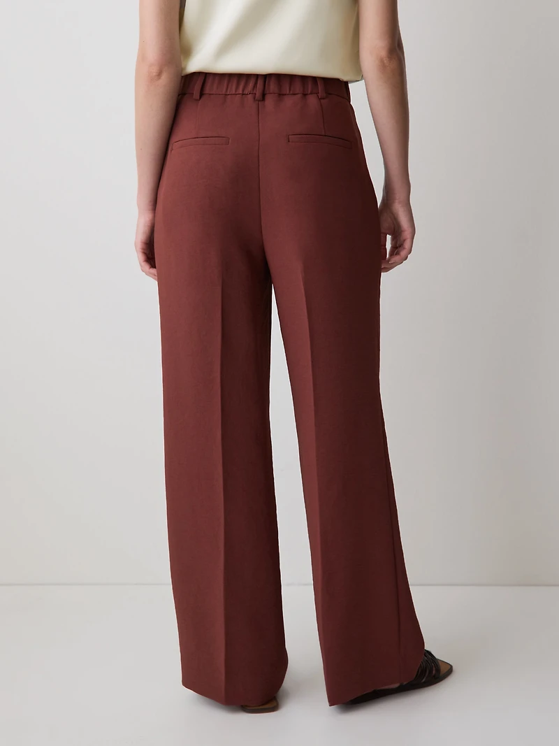 Pantalon à Taille Haute et Jambe Large