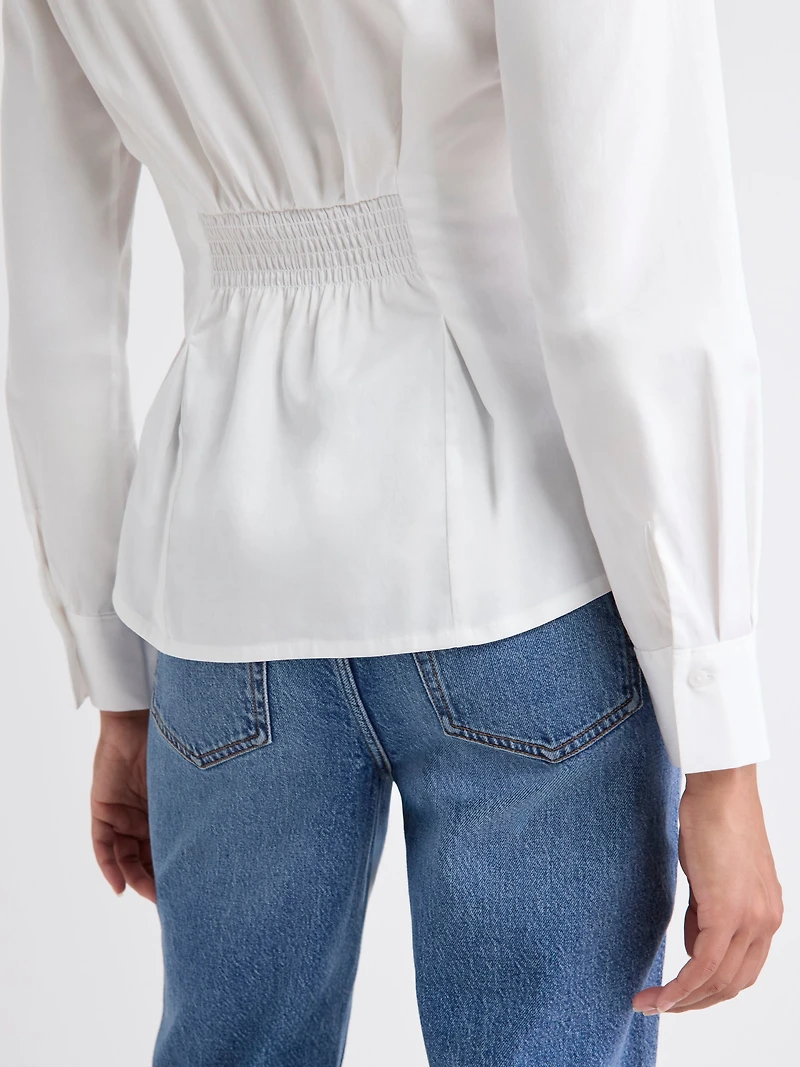 Long-Sleeve Buttoned-Down Poplin Blouse